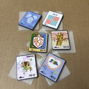 Lot of 6 Brother Embroidery Design Cards: No. 2, 10, 22, 29, 30, 47